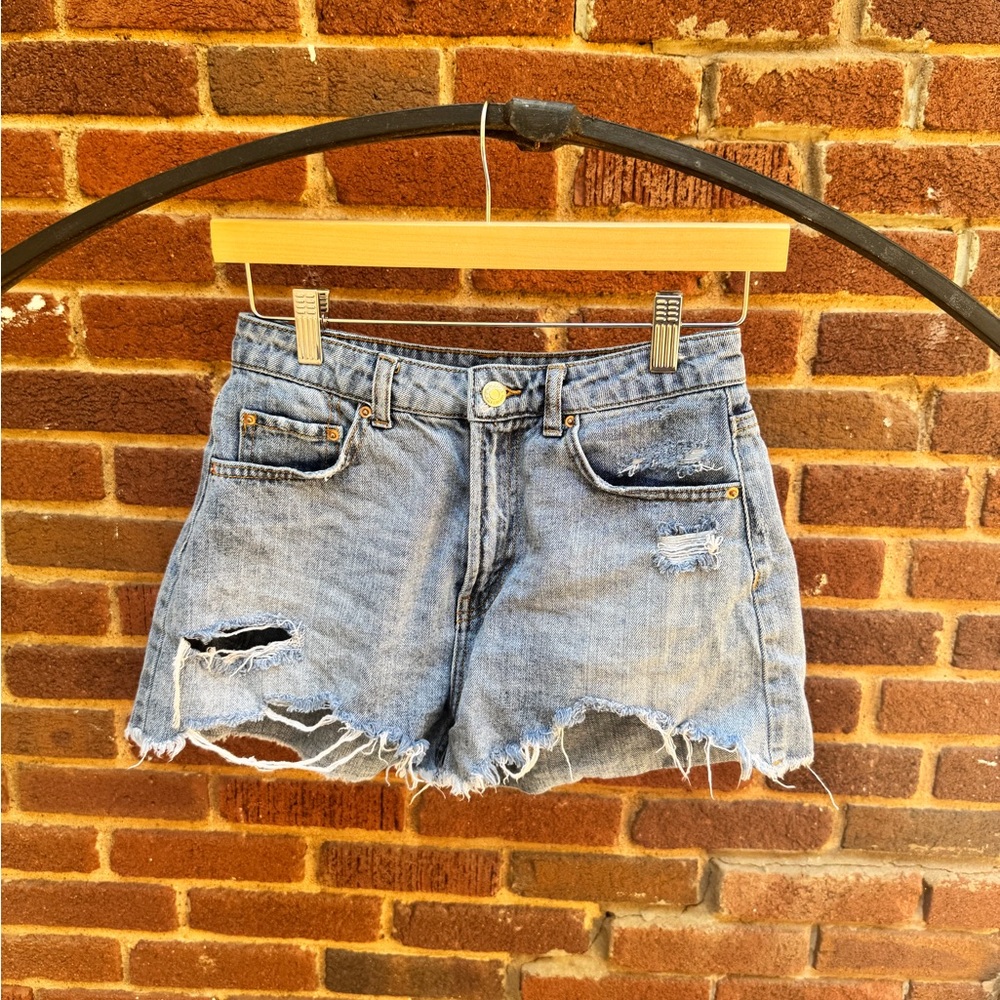 distressed denim shorts
